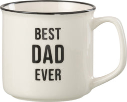 J-Line mok Bericht Best Dad - porselein - wit/zwart - 2 stuks