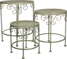 Mica Decorations Provence Plantentafel voor Buiten - Set van 3 - H43 x Ø35 cm - Lichtgroen
