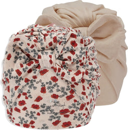 Konges Sløjd - 2 Pack Bambi Bonnet - Poppy/Brazilian Sand - Tulban - Muts - Voor Kinderen - 3-6 Maand - Maat 3-6 mnd
