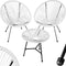 tectake® Bistroset - 2 stoelen en 1 tafel - Retro Egg Chairs Acapulco-stijl - Weerbestendig - Wit