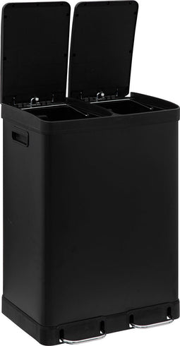 5Five Afvalemmer Ariane - Metaal 30L+30L - Zwart