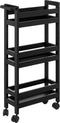 5Five badkamer rek extra small op wielen - Staand rek met 3 etages voor in de badkamer - Open kastje als badkamerkast - Zwart