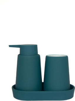 5Five Badkamerset Cocoon - Zeeppomp / Beker / Schaaltje - Petrol