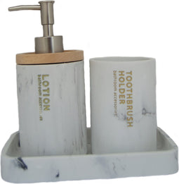 5Five Badkamerset Léa - Zeeppomp / Beker / Schaaltje - Wit