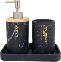 5Five Badkamerset Léa - Zeeppomp / Beker / Schaaltje - Zwart