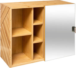 5Five Bamboe Modern Badkamerkast met modulaire spiegel schuifdeur - Ideaal voor elke ruimte, groot of klein