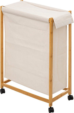 5Five Bamboe Wasmand op wieltjes 52L - 55x28x80cm - Beige