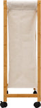 5Five Bamboe Wasmand op wieltjes 52L - 55x28x80cm - Beige