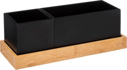 5Five Bava bureau Organizer met 2 vakken Bamboe - Tandenborstelhouder - Pennenhouder - Pennenbakjes