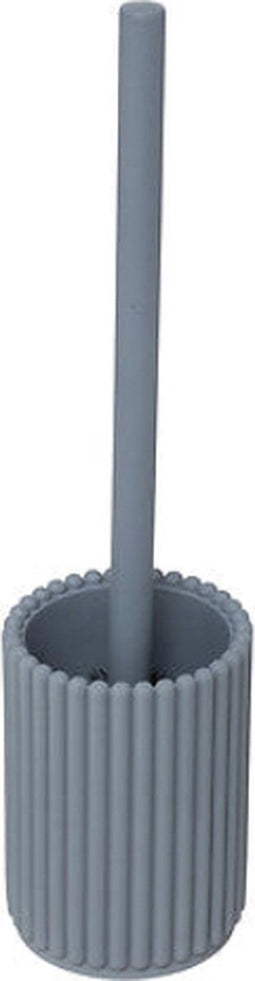 5Five Bonbon Toiletborstel in houder - Geribbeld - Ø9xH37cm - Grijsblauw