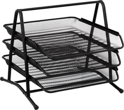 5Five Brievenbak/postbakje A4 formaat - sorteer rekje - draadmetaal - zwart - L30 x B35 x H27 cm - kantoor/bureau artikelen