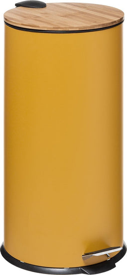 5Five Delta Afvalemmer - Soft close - Antigeur actief koolstoffilter - Uitneembare emmer - 30L - Bamboe Mosterd