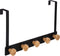 5Five Deurkapstok - met 5 ophanghaken/knoppen - wit/beige - B33 x H20 cm - metaal/bamboe
