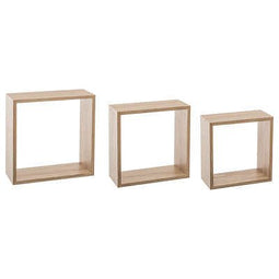 5Five Fixy wandplank set van 3 stuks - 30x12x30cm - Eiken Naturel