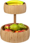 5Five Fruitschaal/fruitmand Bali XL - bamboe hout - D29 x H35 cm - bruin - rond - 2 niveaus opslag