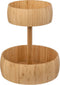 5Five Fruitschaal/fruitmand Bali XL - bamboe hout - D29 x H35 cm - bruin - rond - 2 niveaus opslag