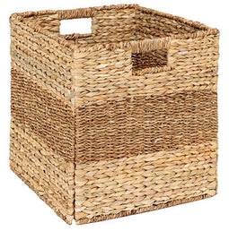 5Five gevlochten jute opbergmand met handvaten - naturel - 38 x 38 x 38 cm - Huiskamer - Luxe model