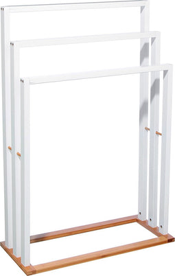 5Five Handdoekhouder Bamboe op voet Wit - H82 CM