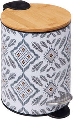 5Five Hapache softclose pedaalemmer van metaal met bamboe deksel - 3L - Groen multi