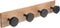 5Five Kapstok rek voor wand/muur - lichtbruin/zwart - 4-haaks wandkapstok - MDF/ijzer - 40 x 8 cm
