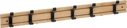 5Five Kapstok rek - wand/muur - lichtbruin/zwart - 6x schuifbare haken - Bamboe/ijzer - 60 x 8 cm