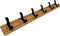 5Five Kapstok rek - wand/muur - lichtbruin/zwart - 6x schuifbare haken - Bamboe/ijzer - 60 x 8 cm