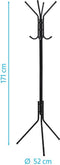 5Five Kapstok staand in metaal 8 haken - 176cm - Zwart