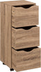5Five Kast met 3 lades op wielen - 33x30x81cm - Natuurlijk houteffect - Bruin