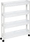5Five Keuken/badkamer trolley 4 laags - L37 x B15 x H79 cm - wit - PP kunststof - met wielen - opberg mandjes/bakjes