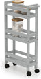 5Five Keuken of badkamer trolley 3-laags - betongrijs - D15 x B40 x H75 cm - mdf hout - met wielen