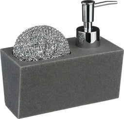 5Five Natuurstenen zeeppompje met sponshouder