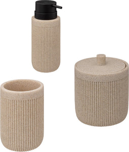 5Five Onyx zeeppomp + wattenschijfhouder + tandenborstelhouder - Linnen