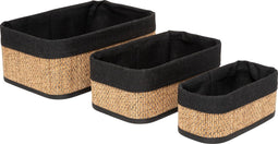 5Five Opbergmanden bamboe - Set van 3 stuks - Rechthoekig - Beige