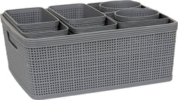 5Five Opbergmanden PP - Set van 10 stuks - Rechthoekig - Grijs