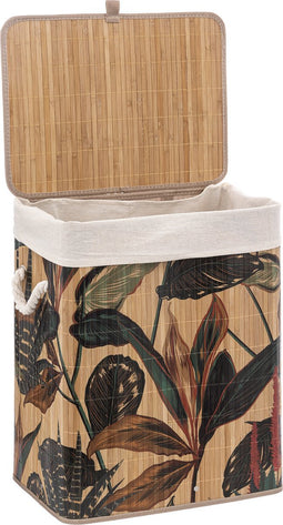 5Five Palawan Wasmand bamboe met katoenen zak en handvaten - 50 L - Met deksel