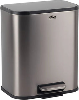 5Five Pedaal Afvalemmer - Soft close - 50L - Mat Roestvrij Staal - Grijs