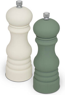 5Five Pepermolen/zoutmolen set - kunststof - groen / wit - 15 cm - Kruidenset
