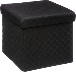 5Five Poef/Hocker/opbergbox - zwart - polyester/mdf - 31 x 31 cm - opvouwbaar