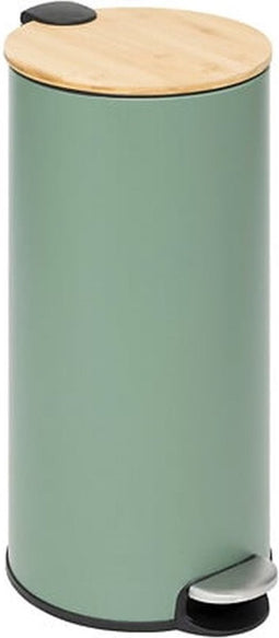 5Five prullenbak/pedaalemmer Bamboe - groen - metaal - 30 liter - 38 x 29 x 60 cm - keuken