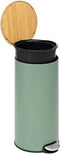 5Five prullenbak/pedaalemmer Bamboe - groen - metaal - 30 liter - 38 x 29 x 60 cm - keuken