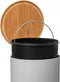 5Five prullenbak/pedaalemmer Bamboe - wit - metaal - 30 liter - 38 x 29 x 60 cm - keuken