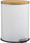 5Five prullenbak/pedaalemmer Bamboe - wit - metaal - 30 liter - 38 x 29 x 60 cm - keuken