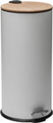 5Five prullenbak/pedaalemmer Bamboe - wit - metaal - 30 liter - 38 x 29 x 60 cm - keuken
