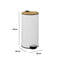 5Five prullenbak/pedaalemmer Bamboe - wit - metaal - 30 liter - 38 x 29 x 60 cm - keuken