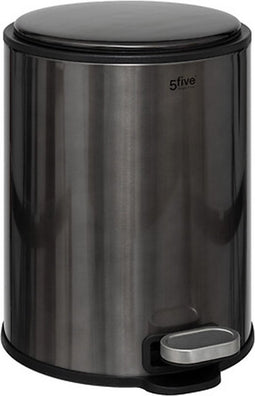 5Five Prullenbak/pedaalemmer Delta - titanium - metaal - 6 liter - 26 x 21 x 30 cm - keuken afvalbak