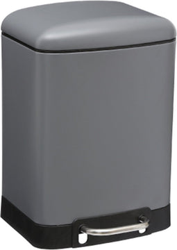 5Five Prullenbak/pedaalemmer - donkergrijs - metaal - 6 liter - 23 x 22 x 32 cm - toilet/badkamer