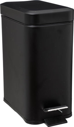 5Five - Prullenbak/pedaalemmer zwart rvs metaal 5 liter - 14x29x30 cm