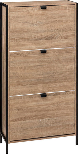 5five Schoenenkast Aliaj 3 Klaplades 24x63x122 cm - klepkast voor 18 paar schoenen - bruin