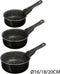 5Five - Steelpan/sauspan 3x stuks - alle kookplaat types- aluminium - zwart - 16/18/20 cm