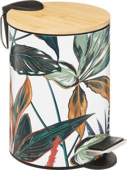 5Five Stijlvol & Compact Afvalemmer 3L met Bamboe Deksel - Softclose - Palawan